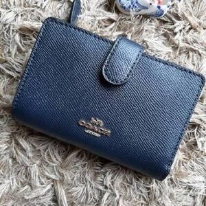 Coach Navy Blue Leather - Medium Sized with Half Zip Pocket - Brand New